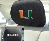 Custom Set of 2 University of Miami Hurricanes Head Rest Covers