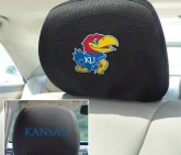 Custom Set of 2 Kansas Jayhawks KU Head Rest Covers