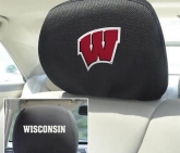 Custom Set of 2 University of Wisconsin Badgers Head Rest Covers