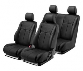 Custom Chevy Silverado 2500 HD 08-10 Leather 1st & 2nd Row Black Seat Covers