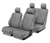 Custom Chevy Silverado 2500 HD 15 Leathercraft Leather 1st & 2nd Row Gray Seat Covers