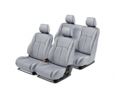 Custom Chevy Silverado 2500 HD 08-10 Leather 1st & 2nd Row Light Gray Seat Covers